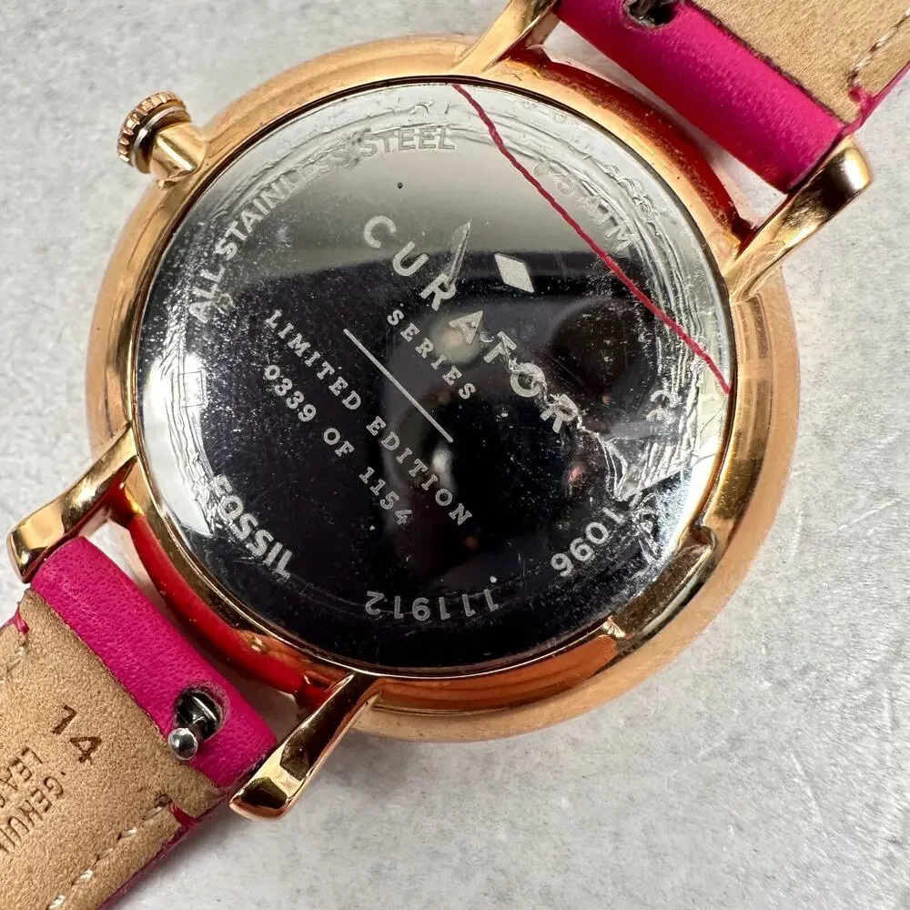 Fossil Watch 35mm Pink Limited Edition Jacqueline Rainbow Lips Date New Battery